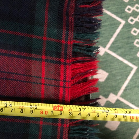 Vintage Rafaella Skirt 100% Wool Tartan Plaid Red Green Lined Fringe Maxi 10 - Picture 6 of 7